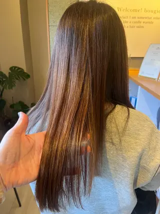 ロング ハラちゃんカット✂︎ 透明感🩵ケアカラーのヘアスタイル