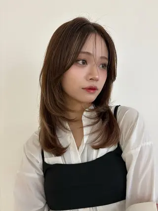 セミロング 🎀優姫 🎀  韓国レイヤーのヘアスタイル