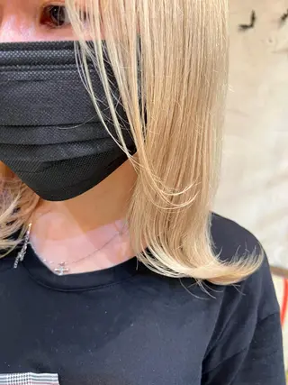 ミディアム カラー belle   表参道　terrace所属・抜きっぱなしブロンド /ハイトーン/カナタのヘアスタイル