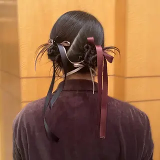 セミロング ヘアアレンジ ブリーチなしWカラー /アレンジ/ユウミのヘアスタイル