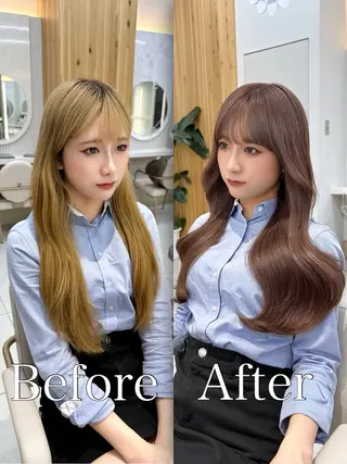 ロング カラー 🇰🇷韓国風くびれ ヘア🇰🇷中村優大のヘアスタイル