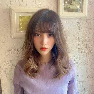 ミディアム カラー パーマ レイヤー/ボブ 高嶋 優のヘアスタイル