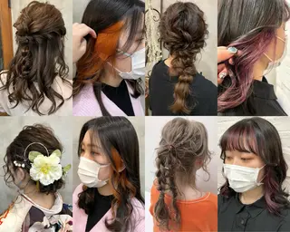 セミロング カラー ヘアアレンジ 【ピンク/韓国ヘア/ ヘアセット】亜海のヘアスタイル