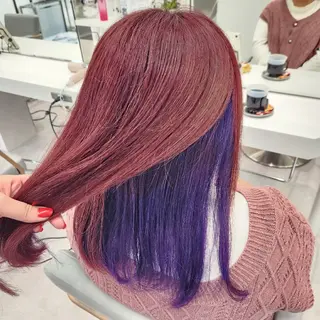 ミディアム カラー 推しアニメカラー🌈 ツヤ透明感カラー🦄のヘアスタイル