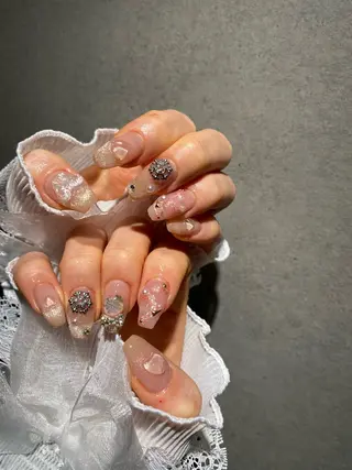 ネイル I-nailロング /ワンホン/キラキラのネイルデザイン