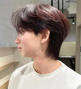 ショート カラー メンズ 艶カラー/暖色 /縮毛/メンズヘアのヘアスタイル