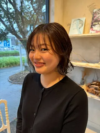 ミディアム カラー パーマ 笹原 叶のヘアスタイル