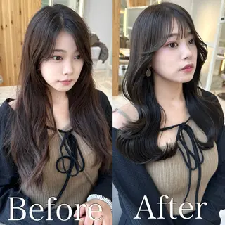 ロング カラー 🇰🇷韓国風くびれ ヘア🇰🇷中村優大のヘアスタイル