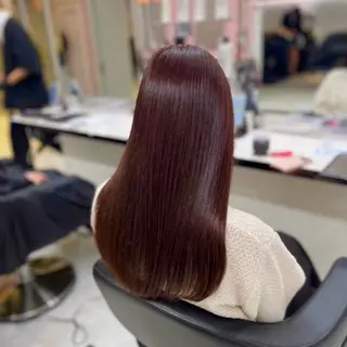 ロング カラー 💗愛され暖色💗 ピンク/レッド💗のヘアスタイル