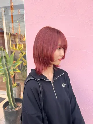 ミディアム カラー れいな🌼 ボブ･艶カラー🌼のヘアスタイル