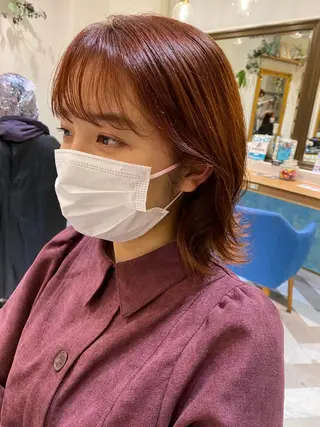 ミディアム カラー 顔周り/ブリーチなし /縮毛矯正🫧伊勢のヘアスタイル