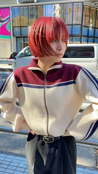 ショート カラー ヘアアレンジ ボブ/透明感ベージュ 🫧クルミ🌟のヘアスタイル