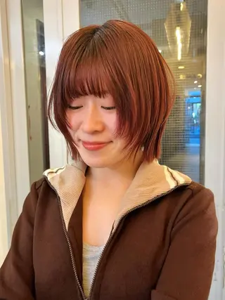 ショート 加藤好/カットモデル /暖色カラー🍒🧡のヘアスタイル