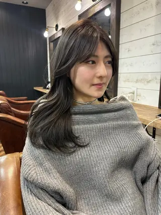 セミロング カラー パーマ レイヤー/透明感/ ブリーチなし/わかなのヘアスタイル