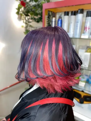 ミディアム ゆぴ☾‪/推しカラー /ハイトーンのヘアスタイル