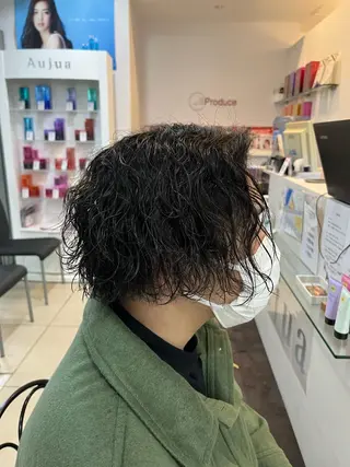 ミディアム パーマ メンズ 韓国風メンズ/毛流れ ヘアなら須田龍世のヘアスタイル