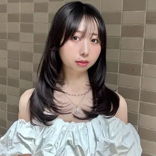 セミロング ヘアアレンジ 韓国ヘア/レイヤー 顔周りカット/ユキナのヘアスタイル