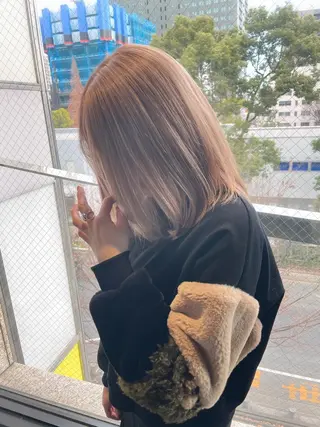 ミディアム 美髪矯正/艶カラー ボブ/栄/鐘ヶ江純也のヘアスタイル