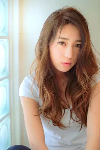 セミロング ロング カラー パーマ Lehm所属・表参道/さあ や/大人ナチュラルのヘアスタイル