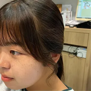 ミディアム 艶暖色カラー🍒 縮毛矯正ほののヘアスタイル