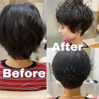 ショート パーマ ヘアケアベースウィズ所属・柳川 玲也のヘアスタイル