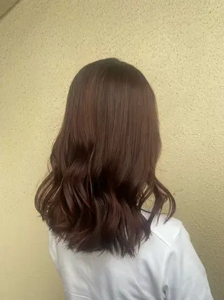 セミロング カラー ブリーチカラーと、髪 質改善。HARUKAのヘアスタイル