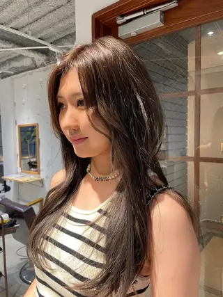 セミロング カラー レイヤー×初 パーマ|hinakoのヘアスタイル