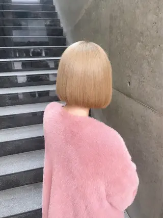 ショート LEF TATEMACHI所属・西山祐生/ハイトーン /ケアブリーチ/艶髪のヘアスタイル