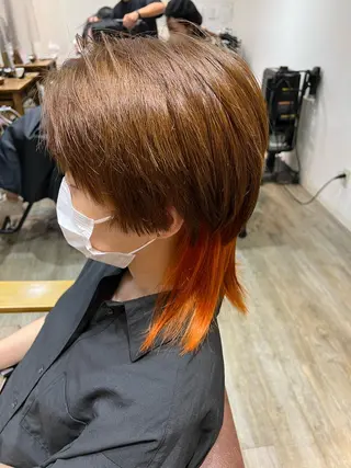 セミロング カラー ブリーチ/髪質改善/ レイヤー/YUTO‎のヘアスタイル