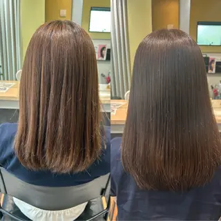 セミロング パーマ hub hair レイヤー/透明感のヘアスタイル