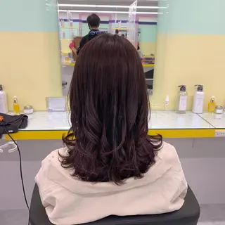 セミロング カラー パーマ ヘアアレンジ ☁️縮毛矯正✖️ 透明感☁️りくのヘアスタイル