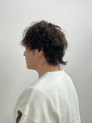ミディアム パーマ メンズ 髙田 聖弥のヘアスタイル