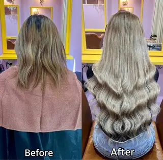 ロング シール＋ちび編み込み エクステ梅田🐨のヘアスタイル