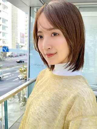 ミディアム 結べるレイヤーボブ くびれLady表参道のヘアスタイル