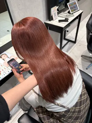 セミロング 🎀ིྀ暖色カラー/ 髪質改善/みどりのヘアスタイル