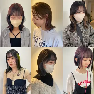 ミディアム カラー MIU/ルーツカラー 顔まわりレイヤーのヘアスタイル