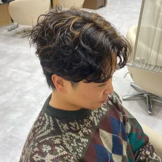 ショート カラー パーマ メンズ UNIX所属・村上翼/ハンサム ショート/パーマのヘアスタイル