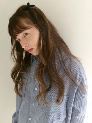 ロング カラー 透明感カラー/パーマ オレンジmiyo⭐️のヘアスタイル