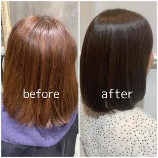 ミディアム カラー 髪質改善カラー&TR 縮毛矯正/弱酸性矯正のヘアスタイル