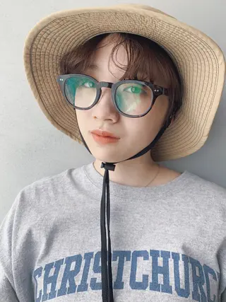 ショート カラー ボブパーマコテ巻き風 パーマNo1深江秀平のヘアスタイル