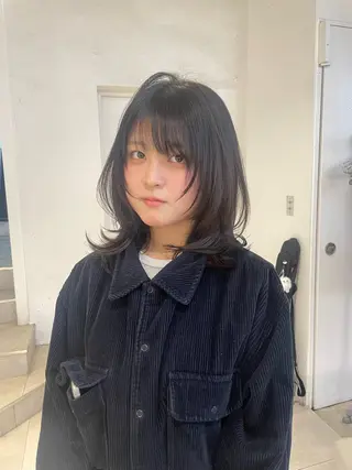 ミディアム 韓国ヘア/グレージュ kanako🤍🫧のヘアスタイル