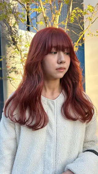 セミロング カラー じゅわっと暖色カラー 🍊Moemiのヘアスタイル