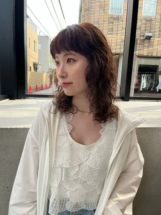 ミディアム カラー パーマ 似合わせ特化/レイヤ ーカット/mikuのヘアスタイル