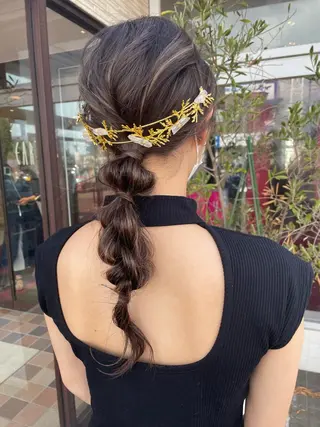 ロング カラー ヘアアレンジ EARTH長岡店🩵 石原莉穂のヘアスタイル