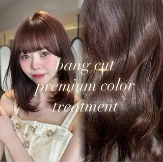 セミロング カラー ヘアアレンジ 顔周りcut/ 艶ワンカラー♥ちさきのヘアスタイル