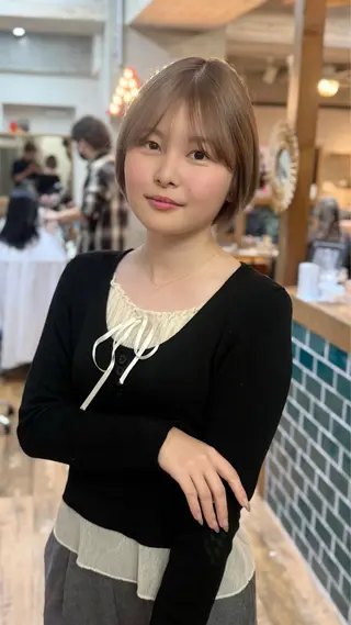 ショート カラー ヘアアレンジ 🫧似合わせ／透明感 カラー🫧　ハルヒのヘアスタイル