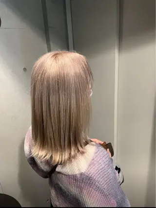 ミディアム 抜け感ハイトーン/ ボブ/Ririnaのヘアスタイル