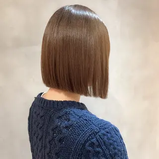 ショート カラー ボブ/巻ける縮毛矯正 /韓国レイヤーはなのヘアスタイル