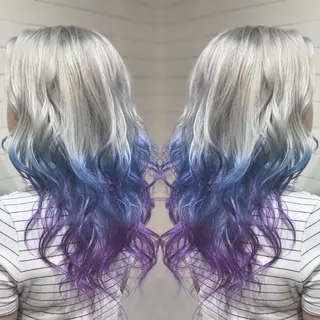 セミロング カラー ヘアアレンジ 髪質改善×ハイトーン 中田啄也のヘアスタイル