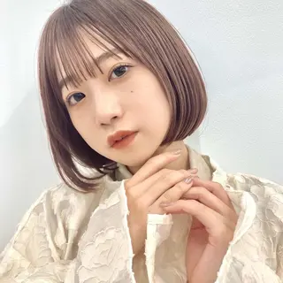 セミロング カラー 暖色/艶髪/ボブ/ ショート/Ayaのヘアスタイル